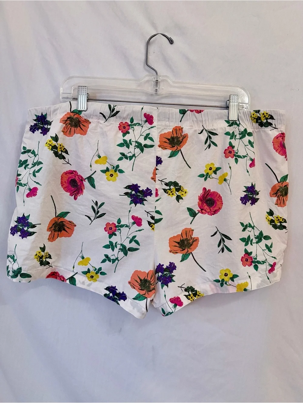 Floral Cotton Pajama Shorts Drawstring Lounge Sleepwear Womens L
